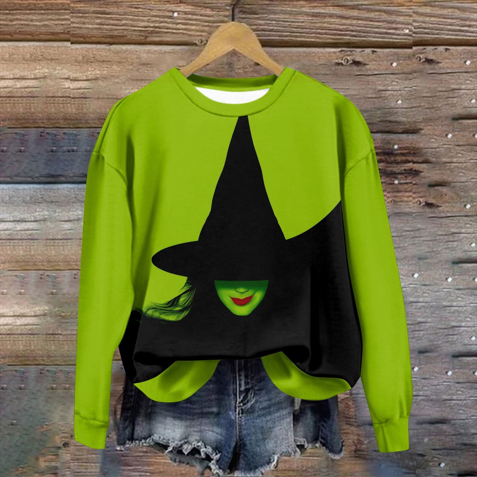 Unisex Wicked Hoodie Women Men The Witch Hooded Green Sweatshirt for Halloween Party