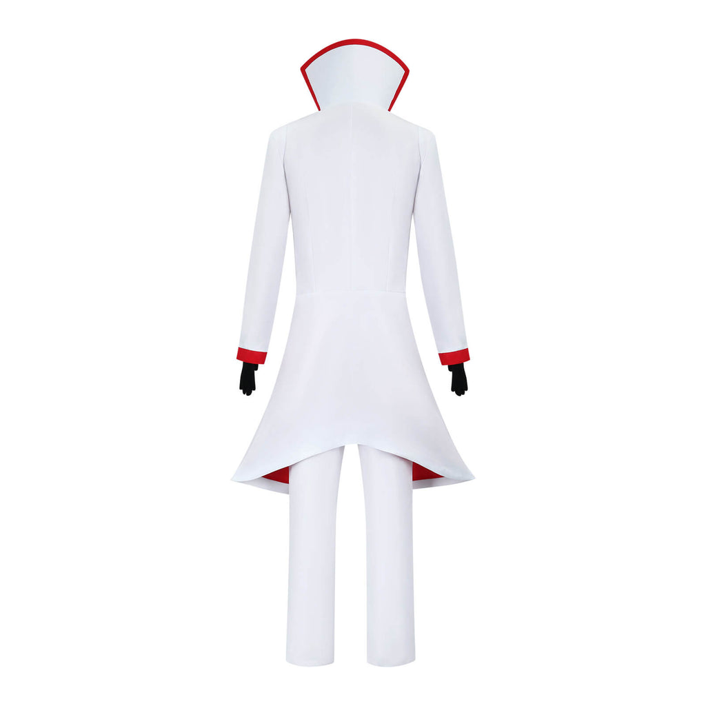 Adult Lucifer Cosplay Costume Mens Fancy Lucifer Morningstar Outfit with Gloves White Hat for Dress Up Party