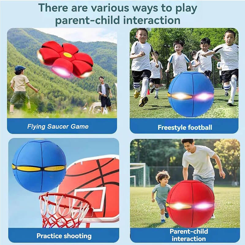 2in1 Magic Ball with 6 Light Music Transforming Flying Saucer Outdoor Indoor Interaction Toy