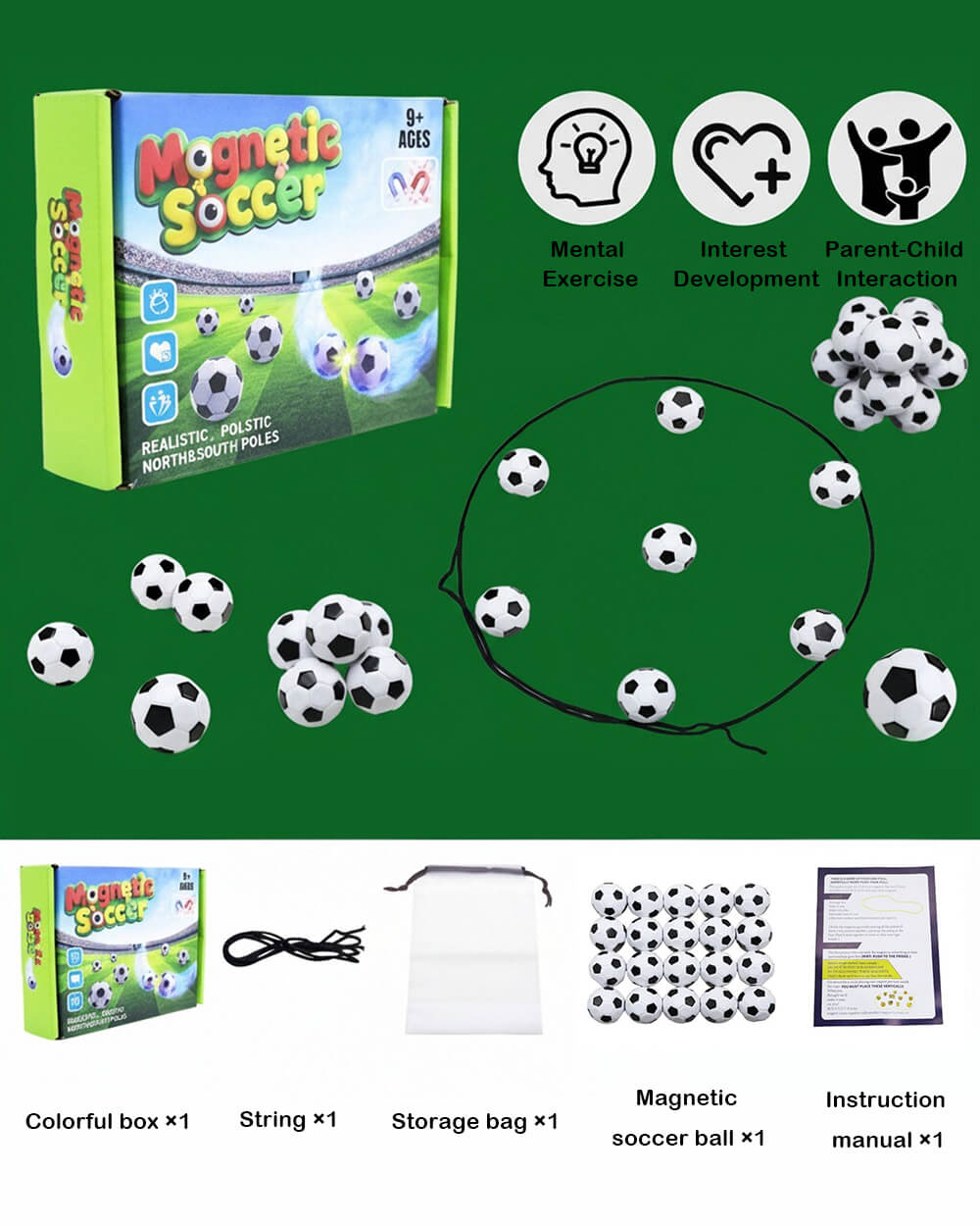 Magnetic Soccer Game Safe Mini Soccer Balls Set Indoor Outdoor Family Fun Interactive Toy for Kids aged 3+