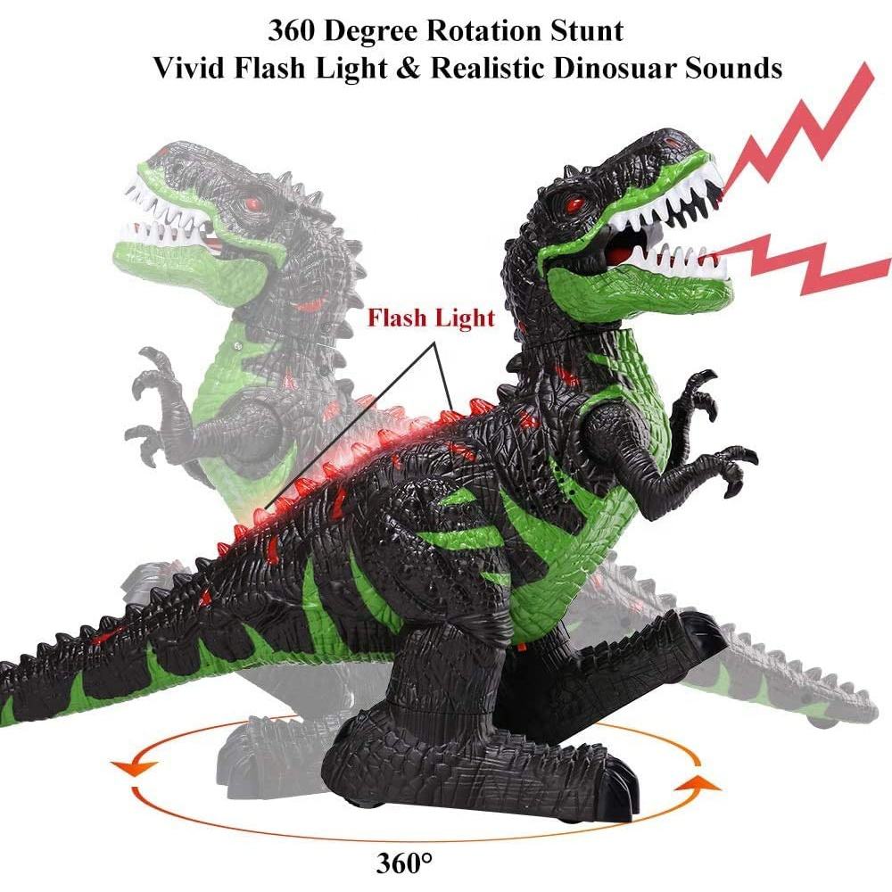 2.4G RC Dinosaur 360° Rotation Spray T-Rex with LED Light Up Realistic Dinosaur Toys