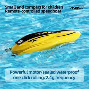 Kids Remote Control Boat 2.4G RC Rolling Stunt Boat Two Speeds Adjustable Speedboat