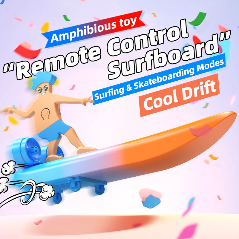 2-IN-1 Remote Control Boat 2.4G RC Surfer Water Surfboard Land Drift Scooter Toys