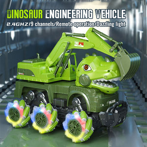 2.4G Dino Remote Control Car 9CH RC Engineering Vehicle Excavator Crane Dump Truck Mixer Truck Toy