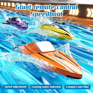 Kids Remote Control Boat 2.4G RC Rolling Stunt Boat Two Speeds Adjustable Speedboat