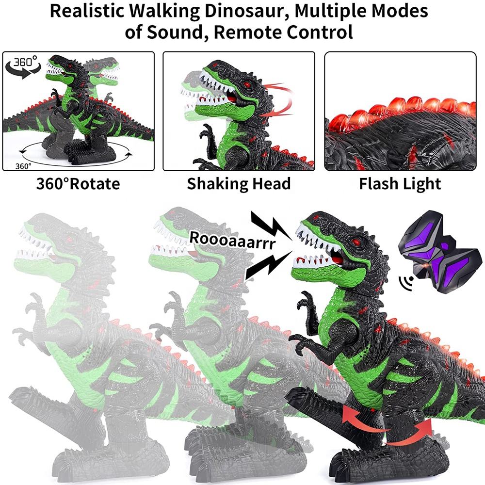 2.4G RC Dinosaur 360° Rotation Spray T-Rex with LED Light Up Realistic Dinosaur Toys