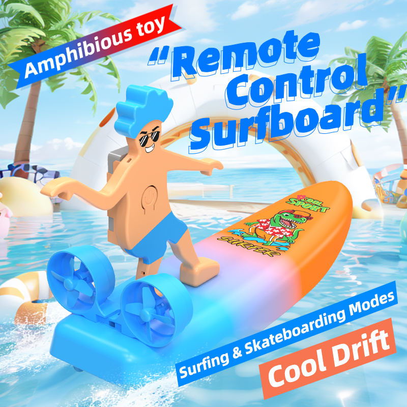 2-IN-1 Remote Control Boat 2.4G RC Surfer Water Surfboard Land Drift Scooter Toys