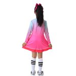 Girls Zombie Cheerleader Costume Addison Pink Dress with Pom Poms Halloween Fancy Outfit