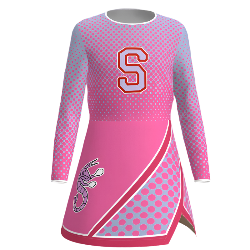 Girls Zombie Cheerleader Costume Addison Pink Dress with Pom Poms Halloween Fancy Outfit