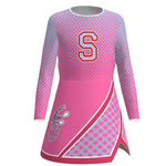 Girls Zombie Cheerleader Costume Addison Pink Dress with Pom Poms Halloween Fancy Outfit