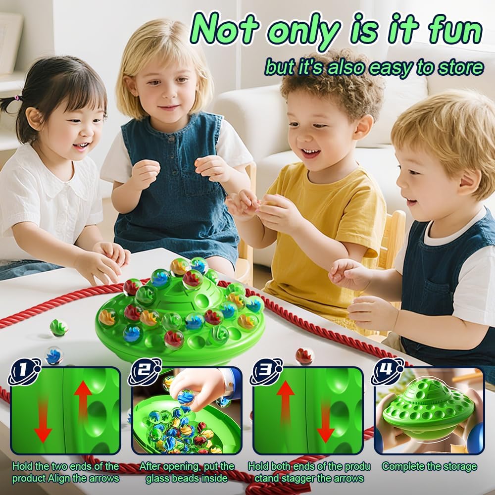 Marble Balancing Game with 60 Glass Marbles Storage Base Balancing Beads Family Fun Game for Kids & Adults