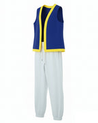 Mushroom Costume Blue Open-front Vest with White Pants and Plush Hat for Cosplay Party