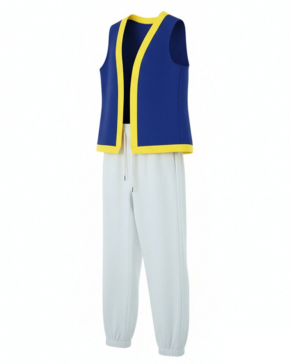 Mushroom Costume Blue Open-front Vest with White Pants and Plush Hat for Cosplay Party