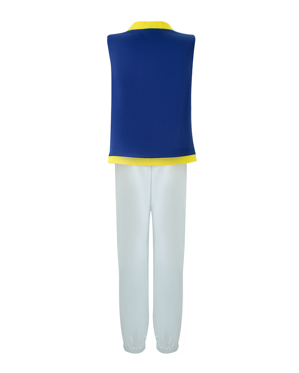Mushroom Costume Blue Open-front Vest with White Pants and Plush Hat for Cosplay Party