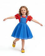 Super Bro Dress Blue Puff Sleeve Adventure Costume for Little Fans Game Player