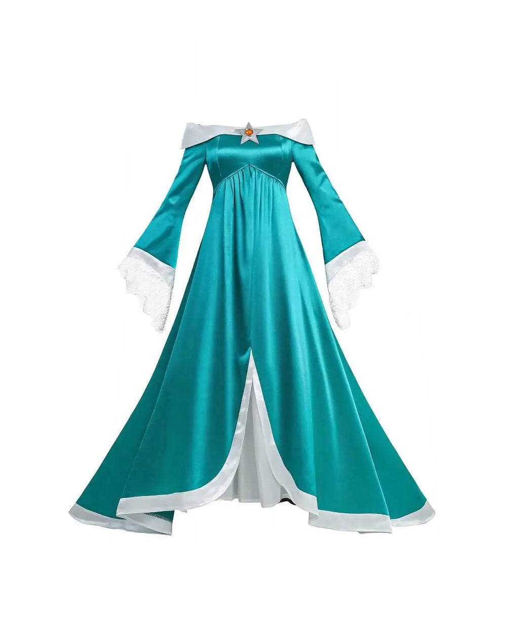 Rosalina Costume The Galactic Princess Turquoise Off-should Dress with Crown Star Wand Set