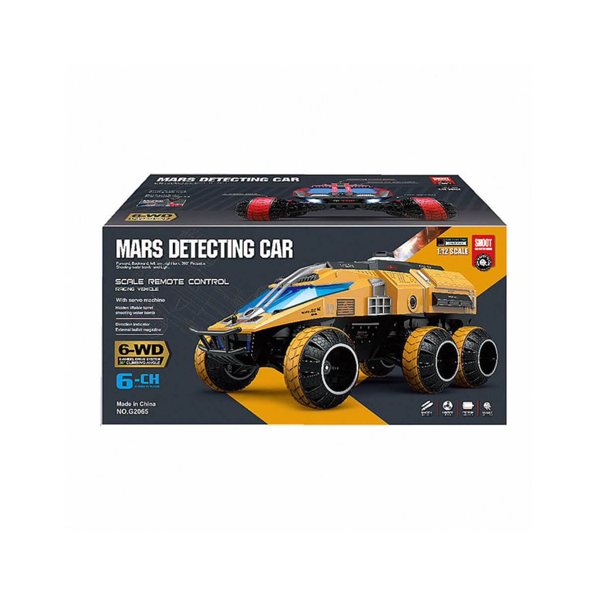 Mars Detecting RC Car 1/12 RC Rock Crawlers 6WD Remote Control Truck w/ Hidden Lift Water Bomb Shooting