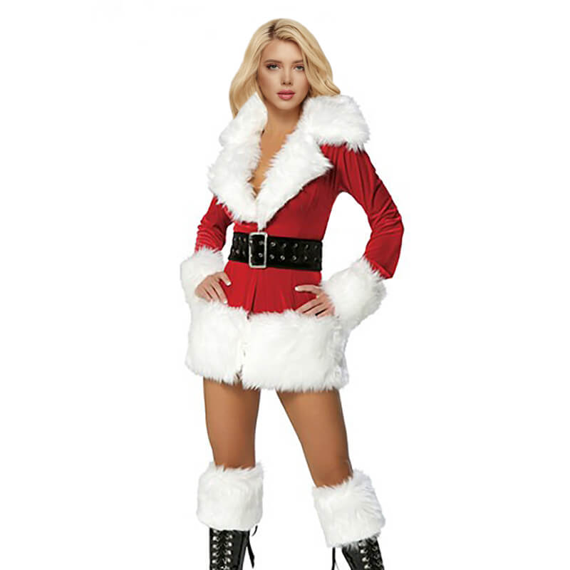 Martha May Whovier Dress Martha Santa Costume Adult Furry Sexy Christmas Outfit with Belt