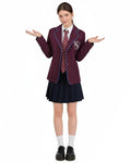 Musical Theater School Uniform Burgundy Blazer Pleated Skirt Shirt and Tie for Bookworm Fans