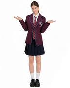 Musical Theater School Uniform Burgundy Blazer Pleated Skirt Shirt and Tie for Bookworm Fans