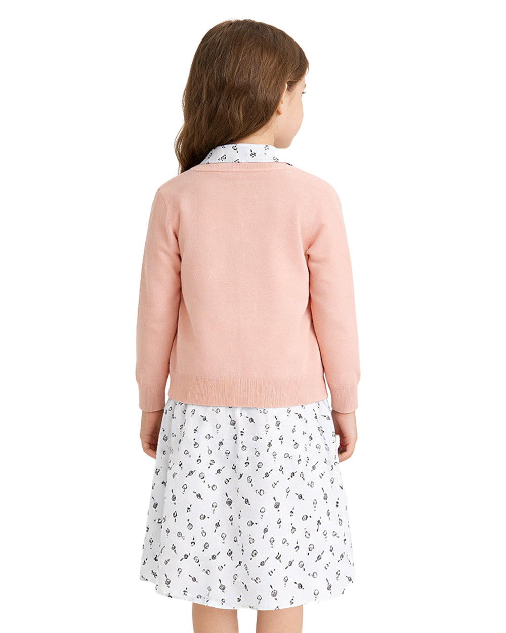 Musical Theater Teacher Costume Pink Cardigan and Floral Dress 2pcs Set for World Book Day