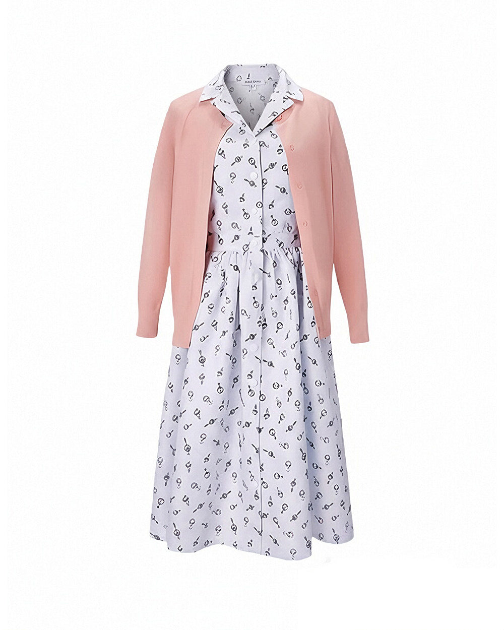 Musical Theater Teacher Costume Pink Cardigan and Floral Dress 2pcs Set for World Book Day