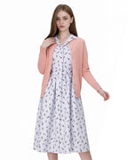 Musical Theater Teacher Costume Pink Cardigan and Floral Dress 2pcs Set for World Book Day