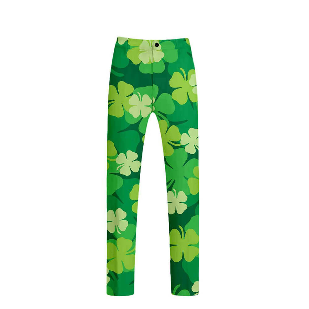 Mens Leprechaun Costume Saint Patricks Day Outift Tops and Pants 2pcs Suit for Carnival