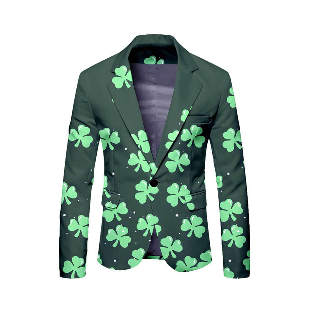 Mens Leprechaun Costume Saint Patricks Day Outift Tops and Pants 2pcs Suit for Carnival