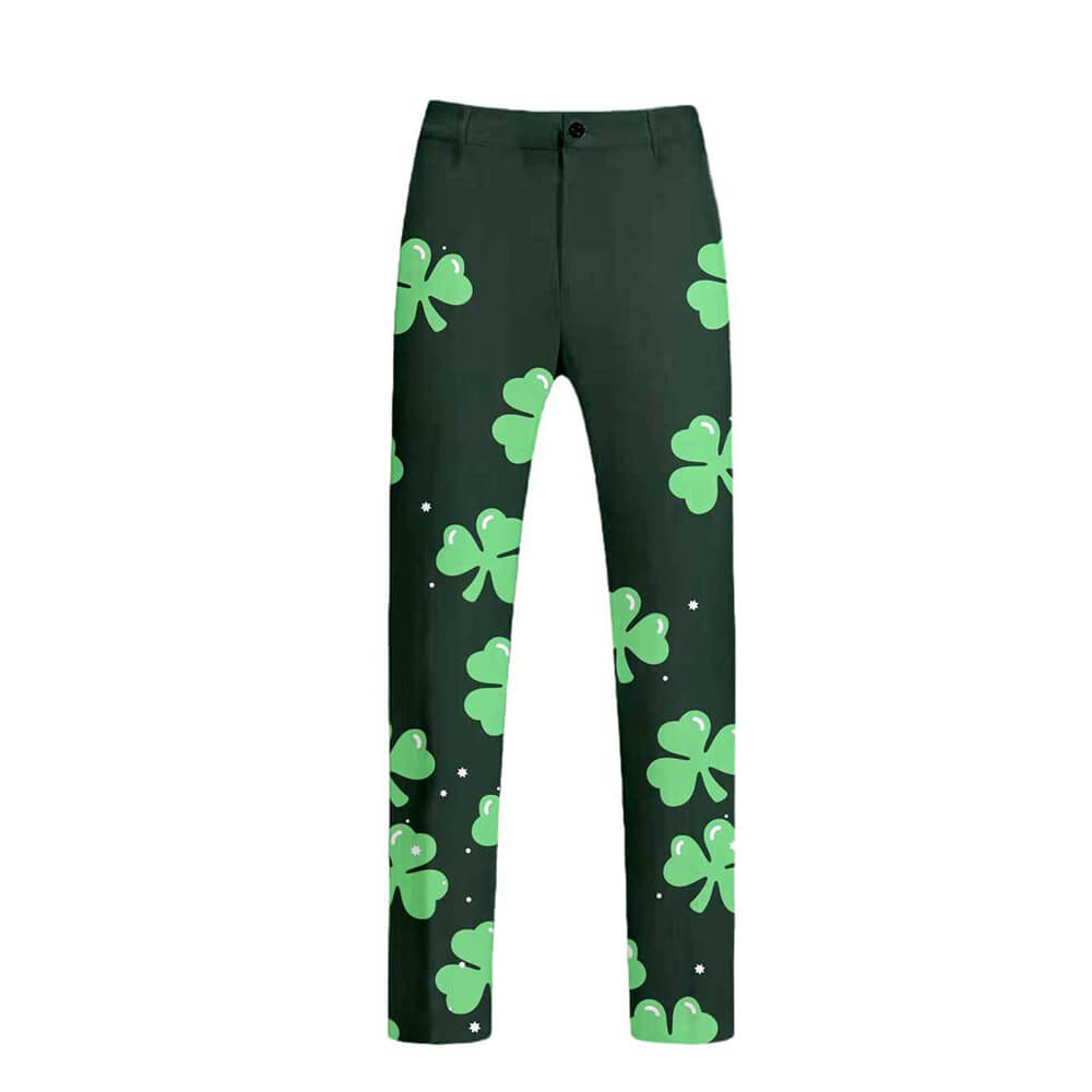 Mens Leprechaun Costume Saint Patricks Day Outift Tops and Pants 2pcs Suit for Carnival