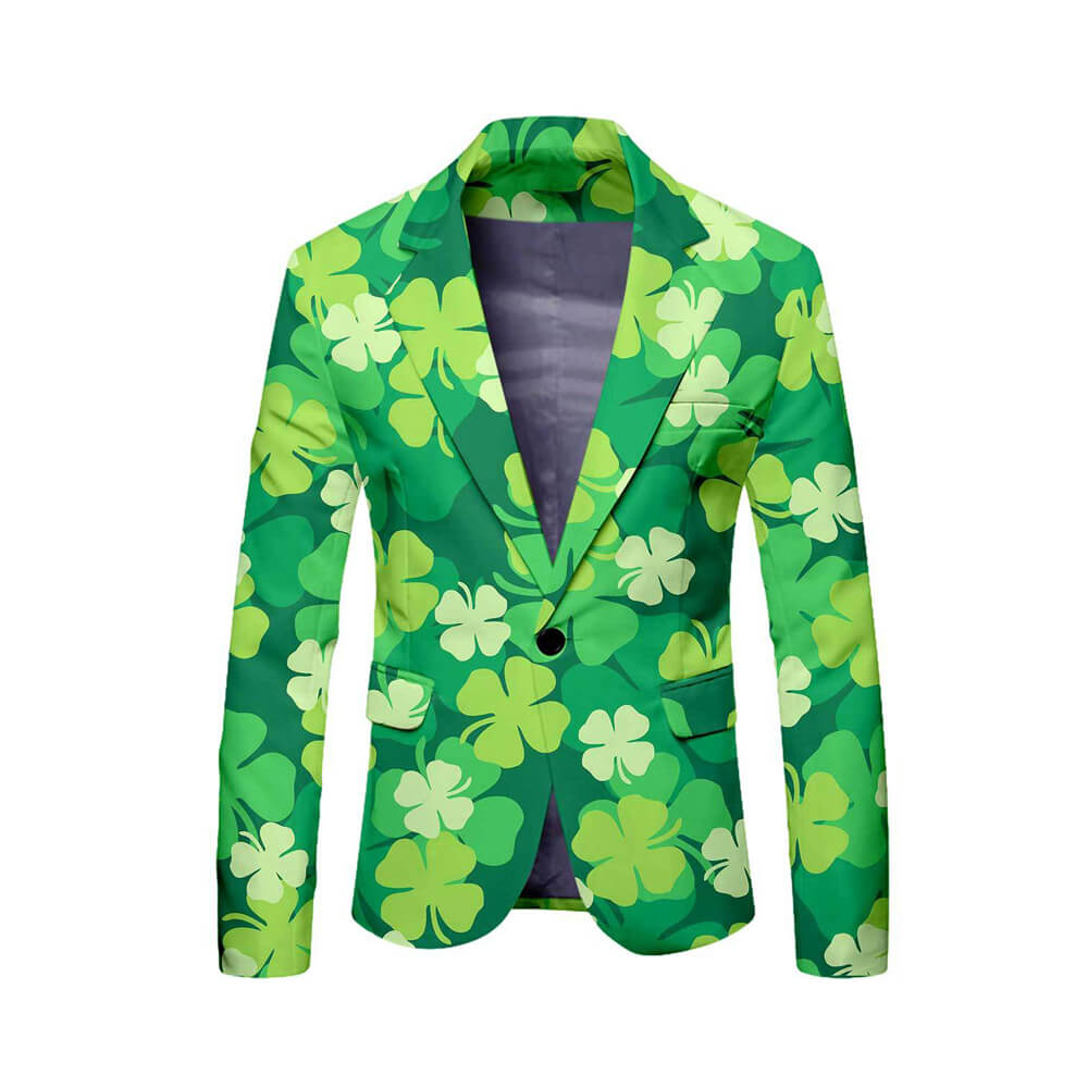 Mens Leprechaun Costume Saint Patricks Day Outift Tops and Pants 2pcs Suit for Carnival