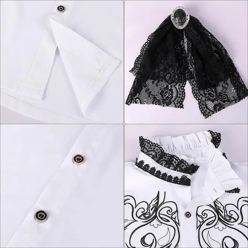 Mens Medieval Clothing Ruffle Pirate Shirt Steampunk Victorian Western Cowboy Costume