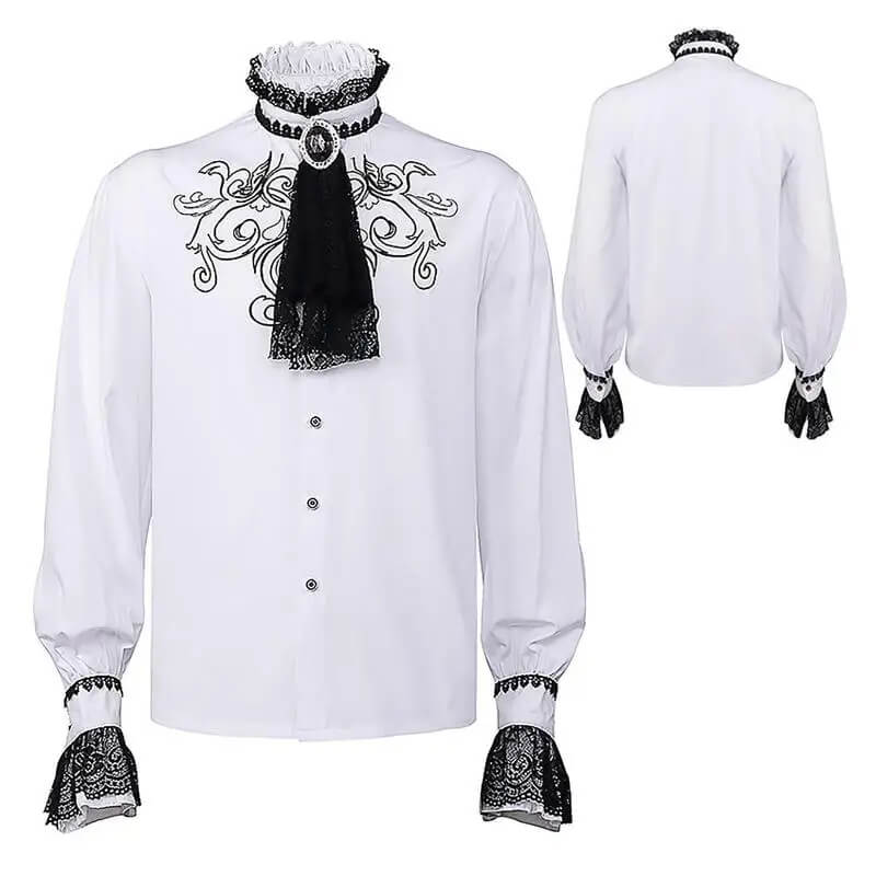 Mens Medieval Clothing Ruffle Pirate Shirt Steampunk Victorian Western Cowboy Costume