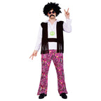 Mens Hippie Costume 1970s 80s Adult Disco Outfit Retro Rock Dress Up Suit for Themed Parties