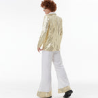 Mens Disco Costume 70's Outfits For Guys Sequin Tops Pants and White Shirt 3pcs Suit for Male