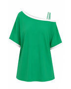 Women's Mexico Jersey Green One Shoulder Strappy Shirt for Sports Game Day Party