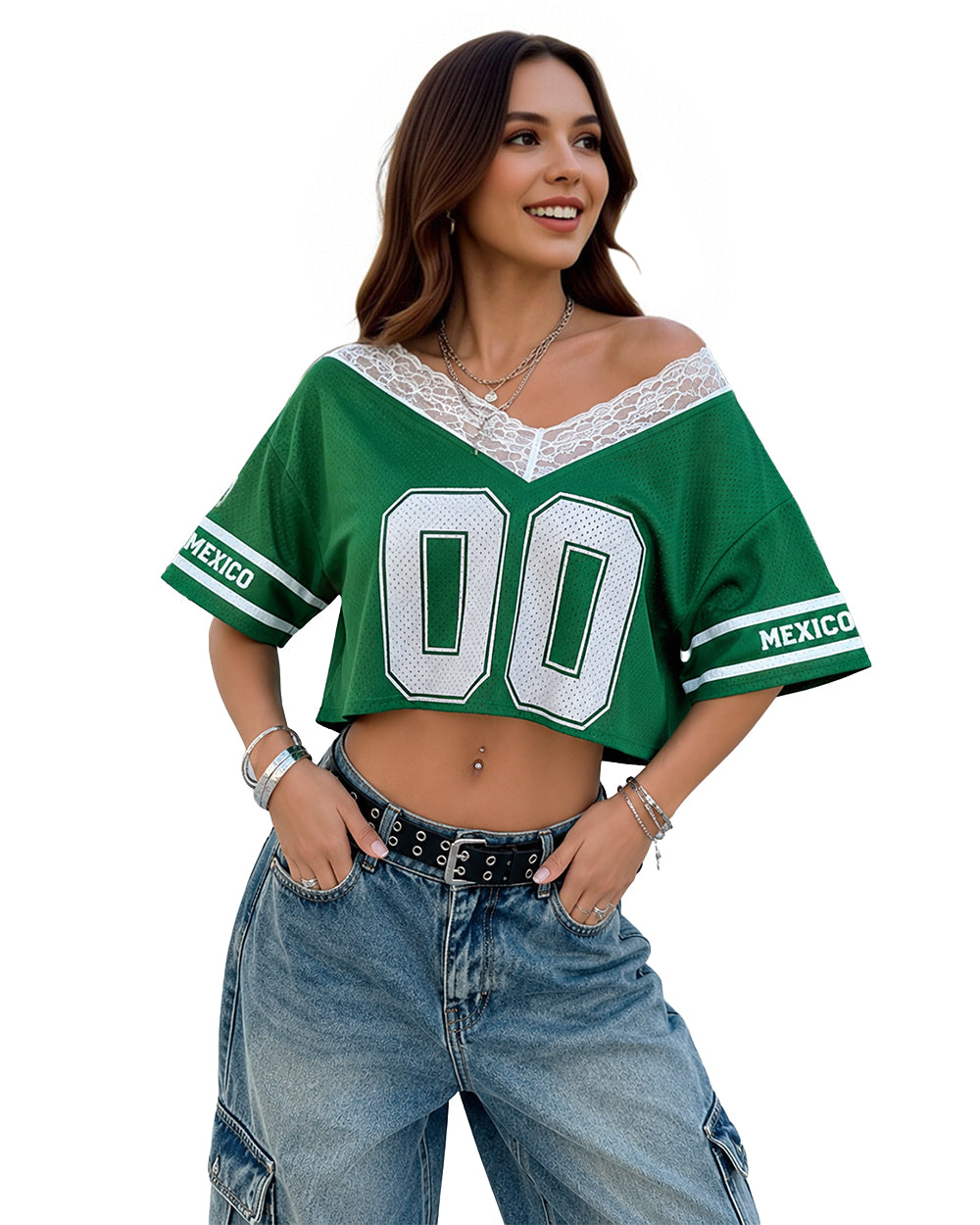 Mexico Female Jersey 2026 Mexico Soccer Jersey for Women Streetwear Crop Shirt