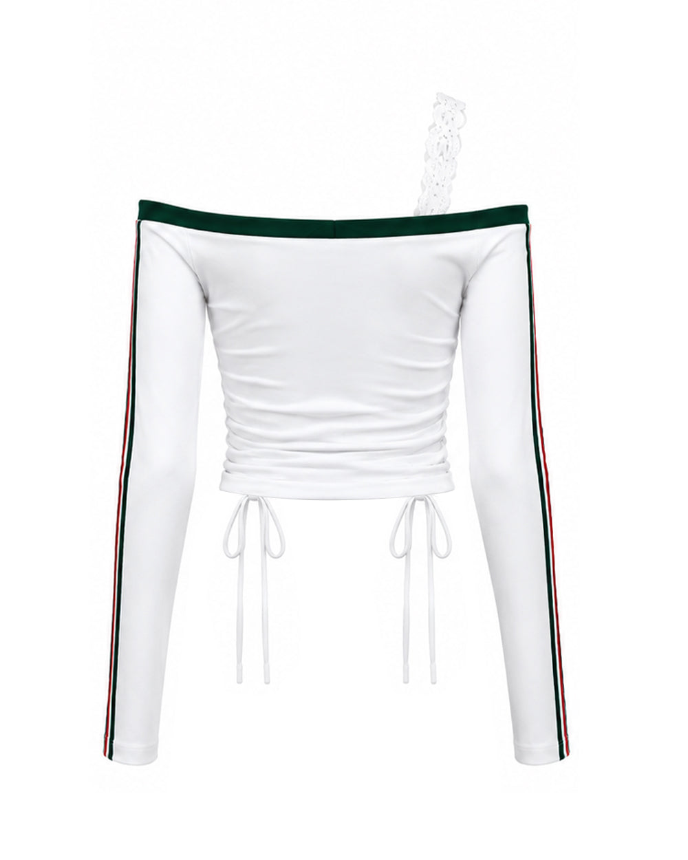 Mexico Female Jersey White Y2K Long Sleeve Lace Strap Off Shoulder Shirt for Football Game Night Tailgating
