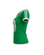 Women Green Mexico Soccer Fan T Shirt V Neck Slim Fit Cotton Tee for Football Bar Watching Casual Streetwear