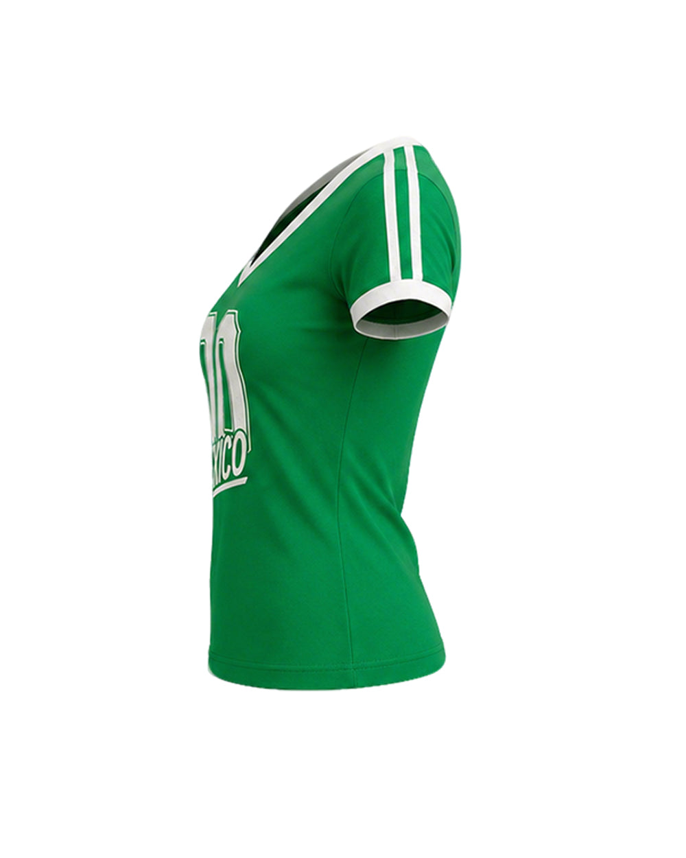 Women Green Mexico Soccer Fan T Shirt V Neck Slim Fit Cotton Tee for Football Bar Watching Casual Streetwear