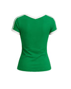 Women Green Mexico Soccer Fan T Shirt V Neck Slim Fit Cotton Tee for Football Bar Watching Casual Streetwear