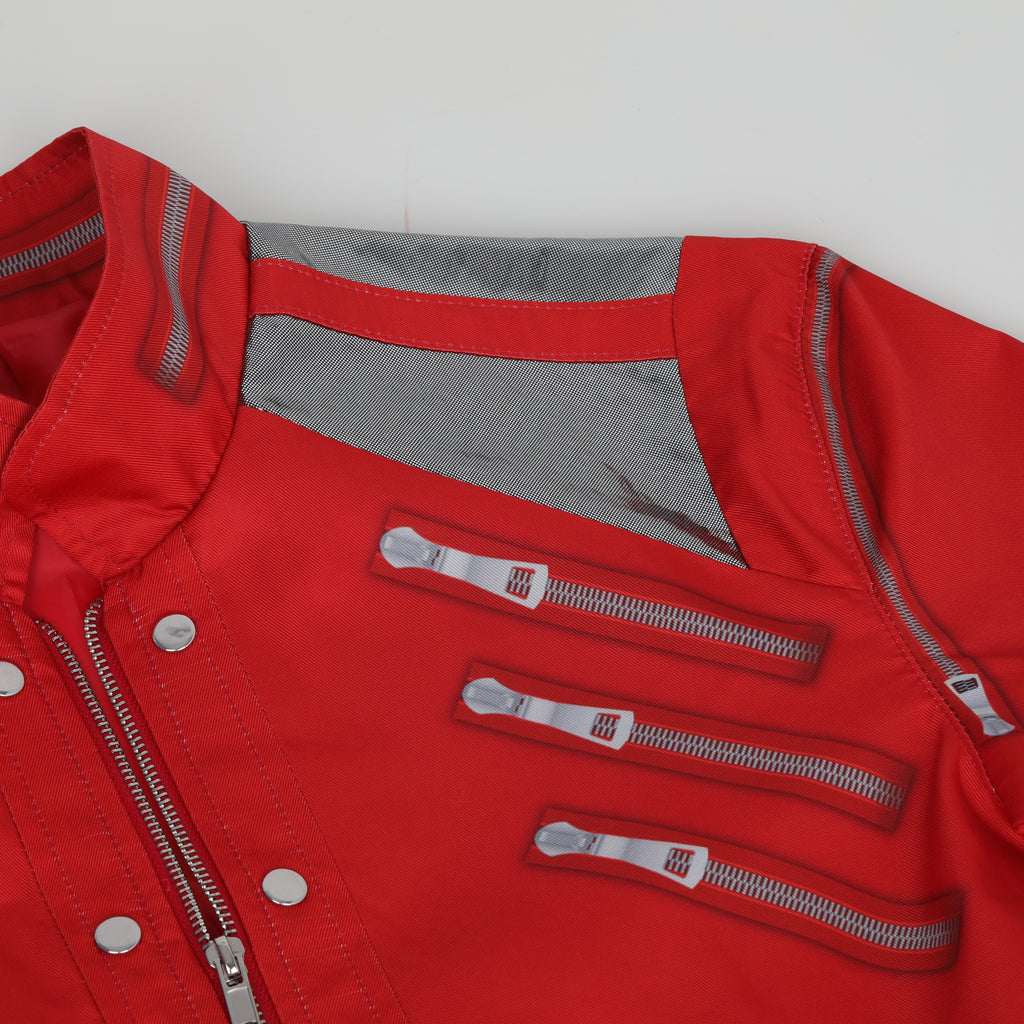Kids Pop King Costume Retro 80s Red Tops Pants and Shirt Outfit for Stage Performance