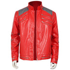 Kids Adults King of Pop Stage Performance Outfit Red 80s Shiny PU Leather Jacket and Pants Set for Fans Cosplay Events