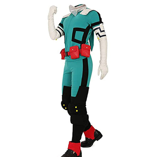 Adult Deku Cosplay Costume Izuku Green Combat Suit with Accessories for Halloween Party