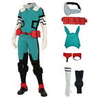 Adult Deku Cosplay Costume Izuku Green Combat Suit with Accessories for Halloween Party