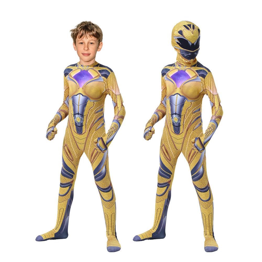Boys Girls Dragon Rangers Costume Dino Ranger Halloween Cosplay Outfit Helmet Full Set for Age 2-14