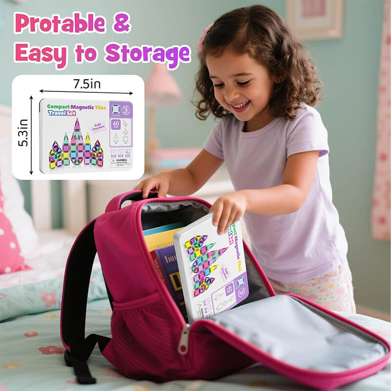 40pcs Mini Magnetic Tiles Colorful Magnetic Building Blocks Set for Kids Educational Toys