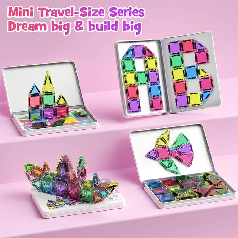 40pcs Mini Magnetic Tiles Colorful Magnetic Building Blocks Set for Kids Educational Toys