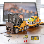 1/64 Mini RC Forklift with Trailer Alloy Simulation Car 2.4G Dual-Mode Remote RC Car