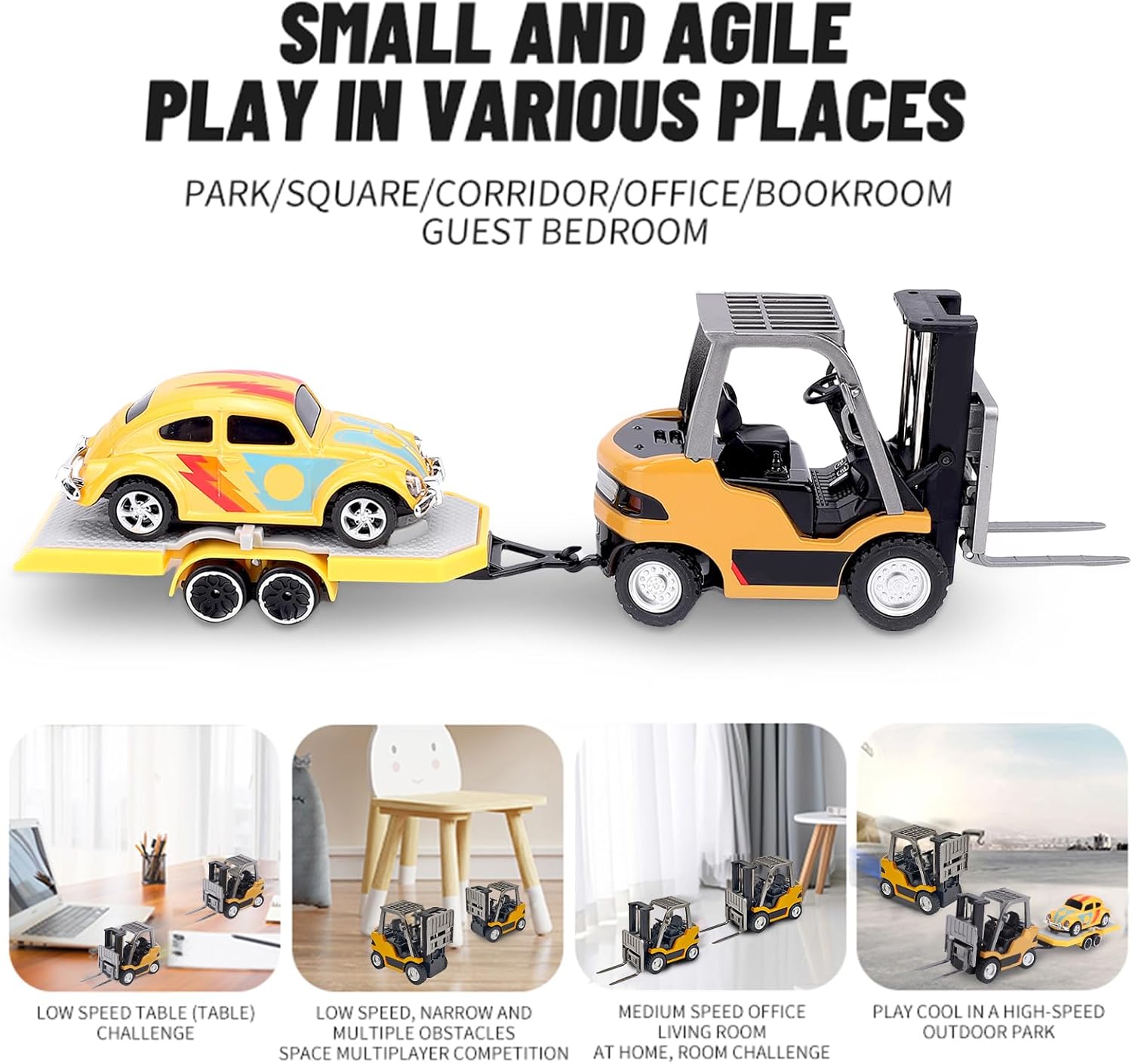 1/64 Mini RC Forklift with Trailer Alloy Simulation Car 2.4G Dual-Mode Remote RC Car